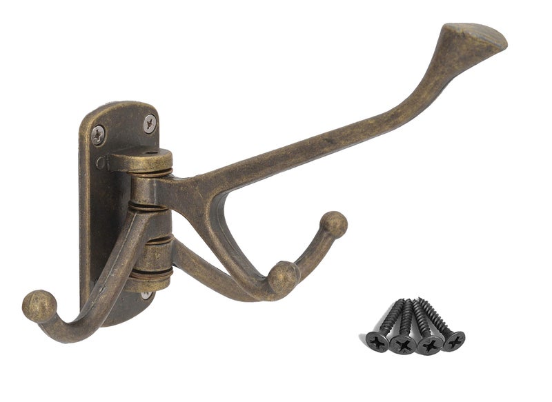 OVOV Rustic Tirple Swivle Hook Zinc Alloy Wall Mounted Coat Hook Multifunctional Foldable Decoration Robe Hook(Antique Bronze) - Image 1